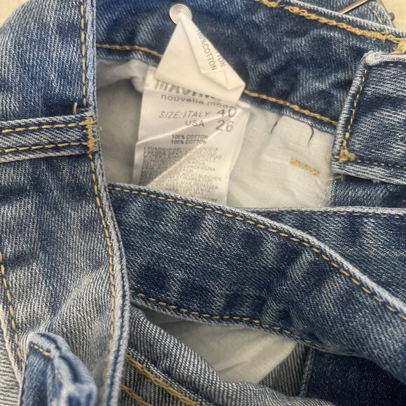 MACHINE Nouvelle Mode Women's Distressed Suspender Cotton Shredded Jeans Size 26 - Picture 7 of 7